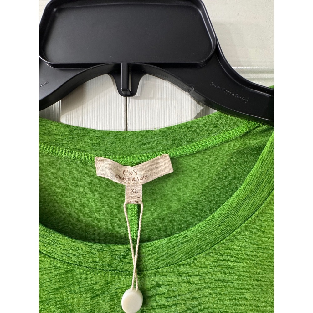 Chelsea & Violet Green Cold Shoulder Asymmetrical Slub Knit Top XL NEW - Picture 3 of 5